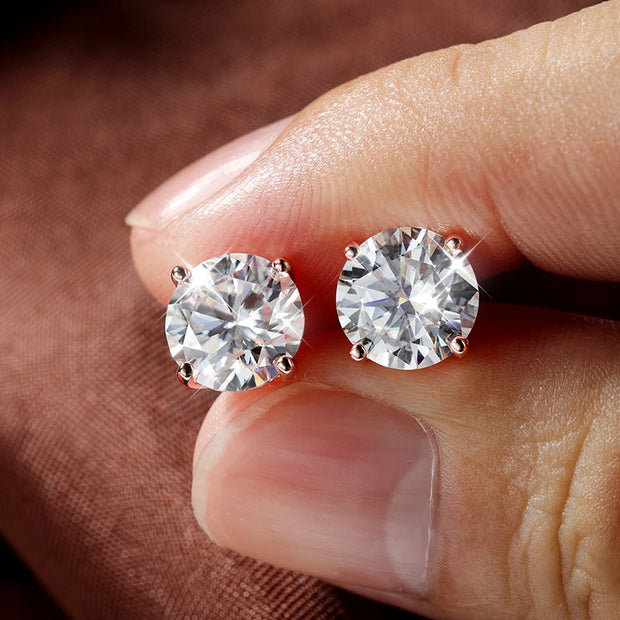 Rose Gold Color Moissanite Stud Earrings for Women