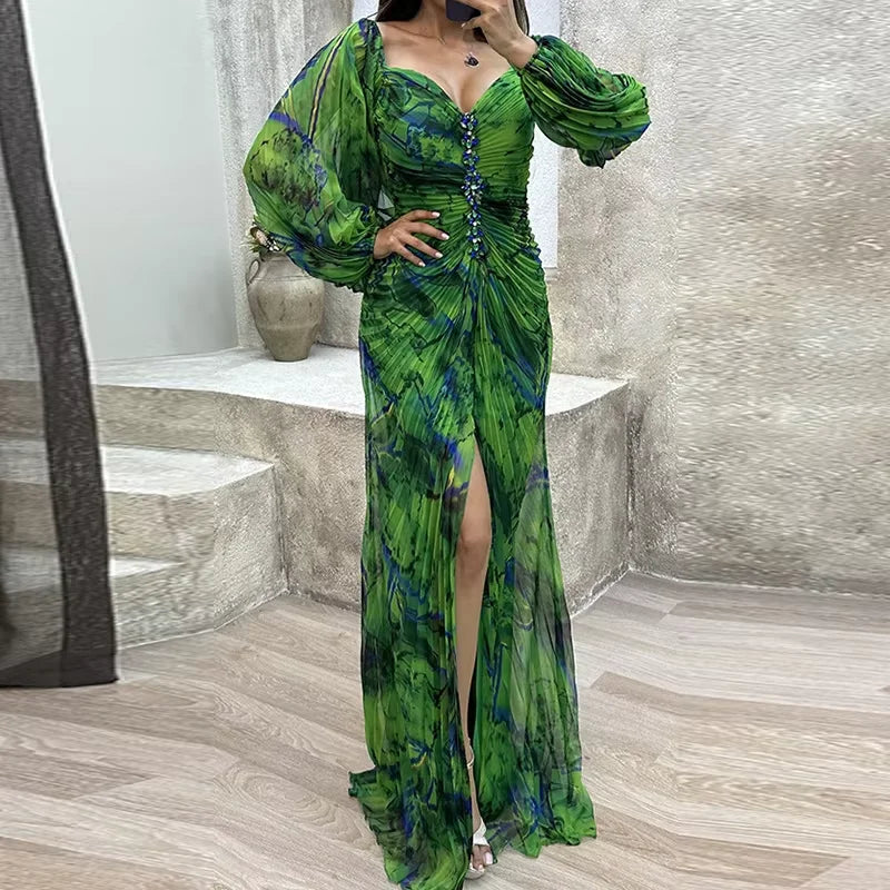 V-Neck Sexy Split Maxi Dress