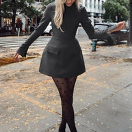 Waist-Cinched Midi Dress for Fall & Winter