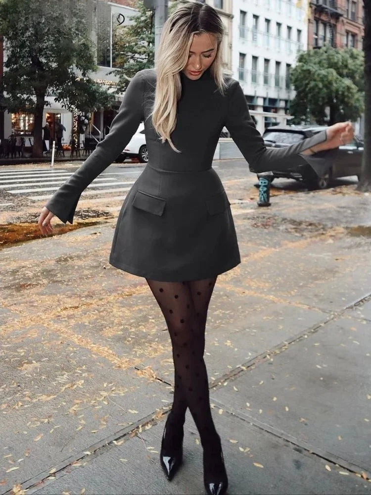 Waist-Cinched Midi Dress for Fall & Winter