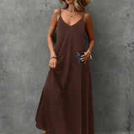 V-Neck Backless Slip Maxi Sundress