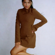 Waist-Cinched Midi Dress for Fall & Winter