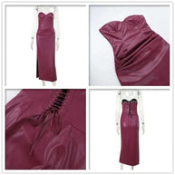 PU Leather Strapless Backless Sexy Dress