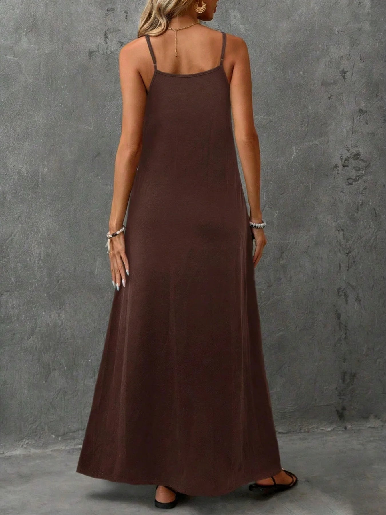 V-Neck Backless Slip Maxi Sundress