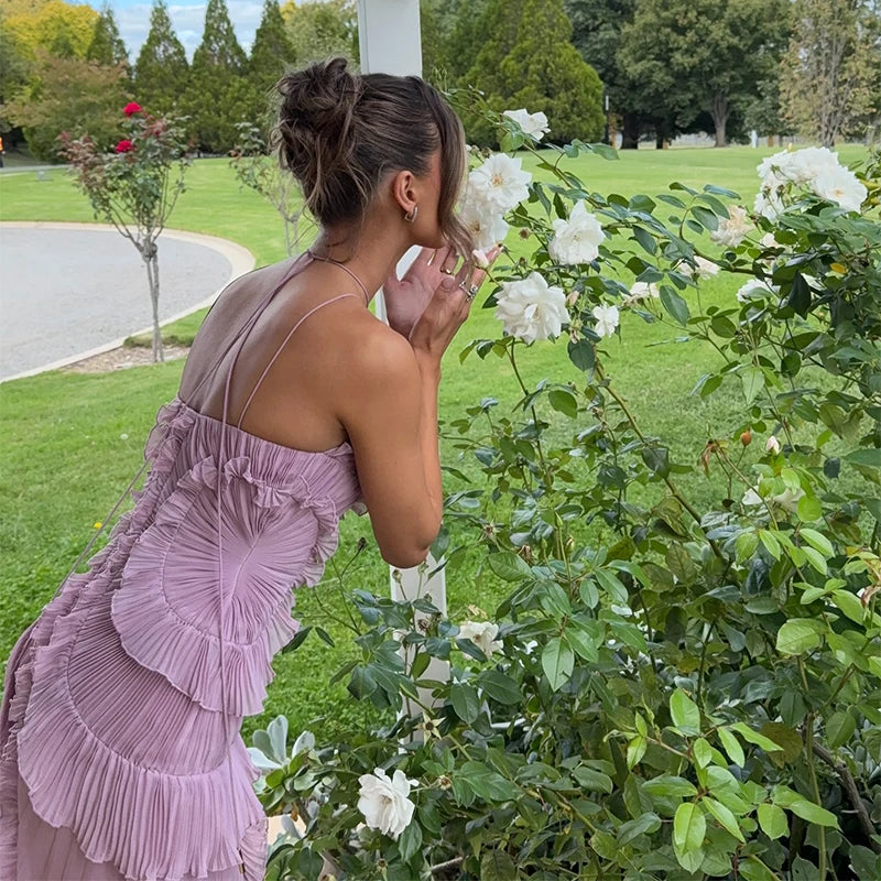 Elegant Lotus Edge Maxi Dress