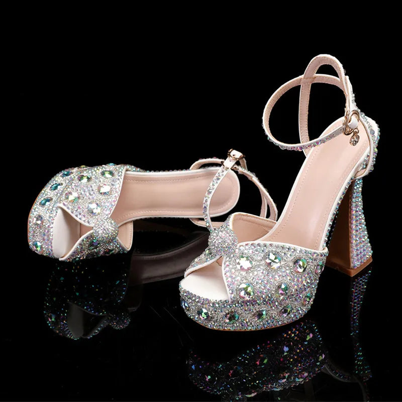 Luxury Full Rhinestones Women Wedding  Shoes