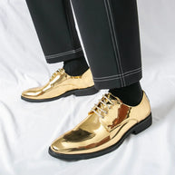 Golden Leather Party Shoes for Men