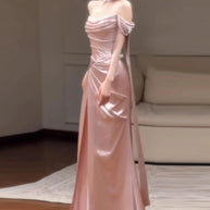 Pink One-Shoulder Evening Gown