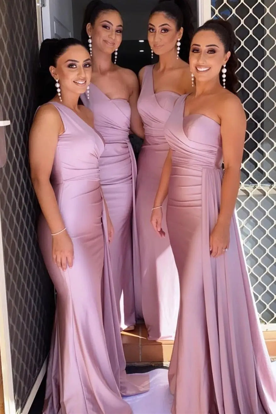 Satin One-Shoulder Bridesmaid Dresses