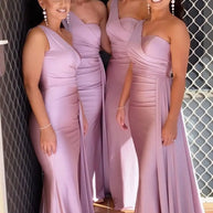 Satin One-Shoulder Bridesmaid Dresses