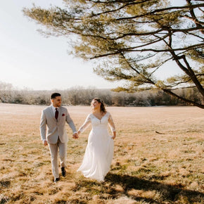 Long Sleeve Open Back Bridal Gown