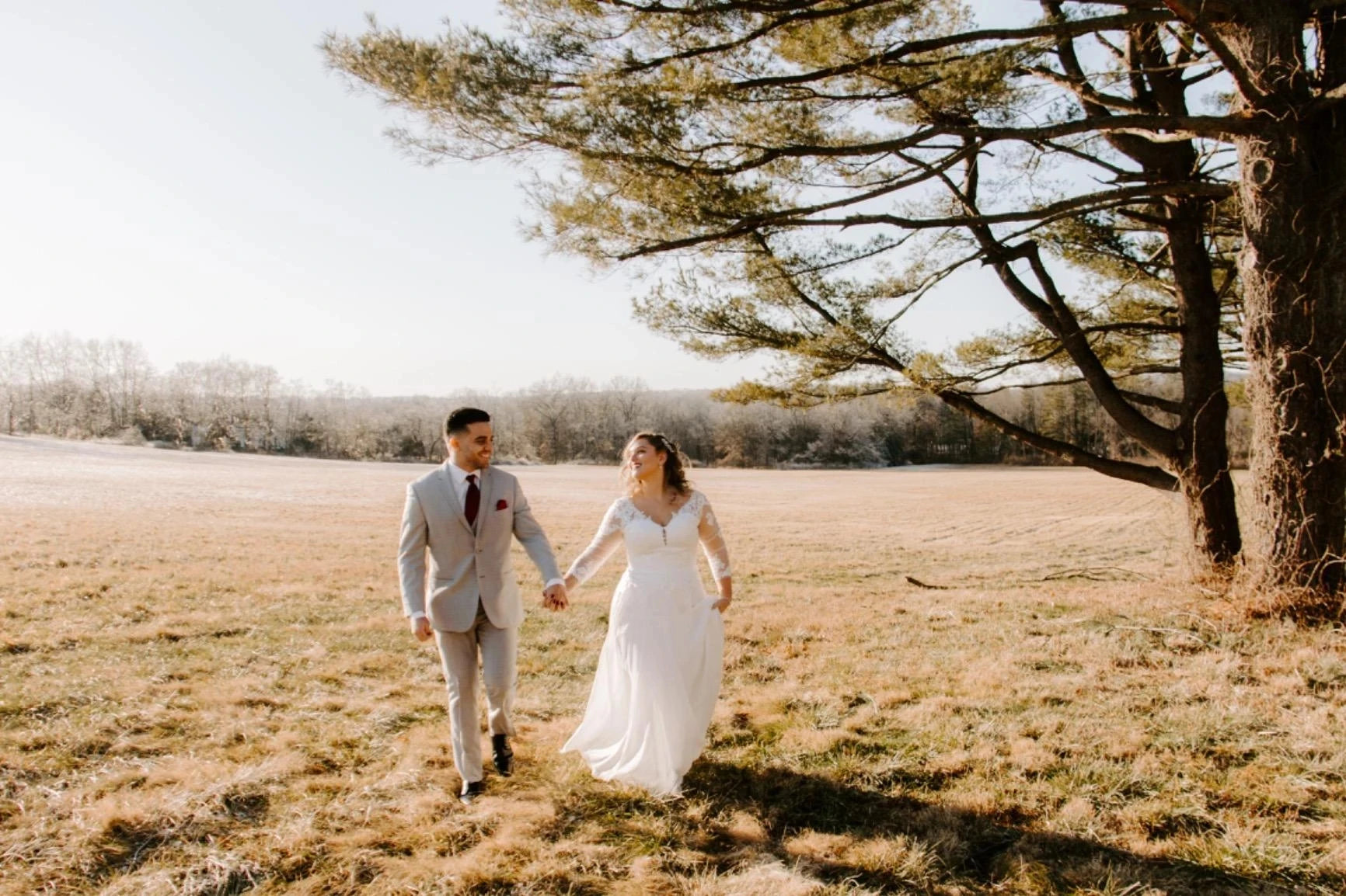 Long Sleeve Open Back Bridal Gown
