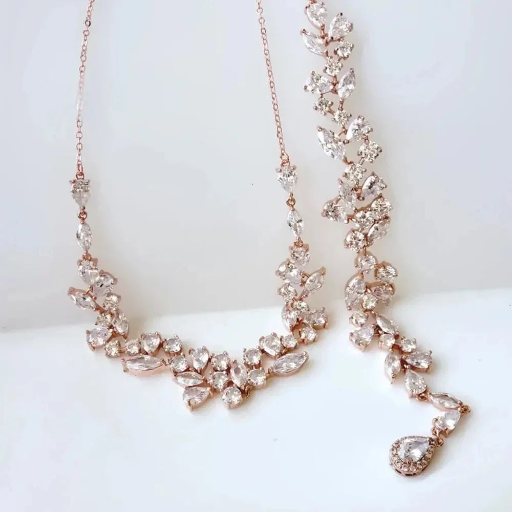 Leaf Bridal Back Chain Necklace