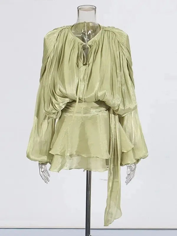 Solid Blouse Mini Dresses For Women