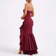 Elegant Off Shoulder Strapless Ruffles Long Dress