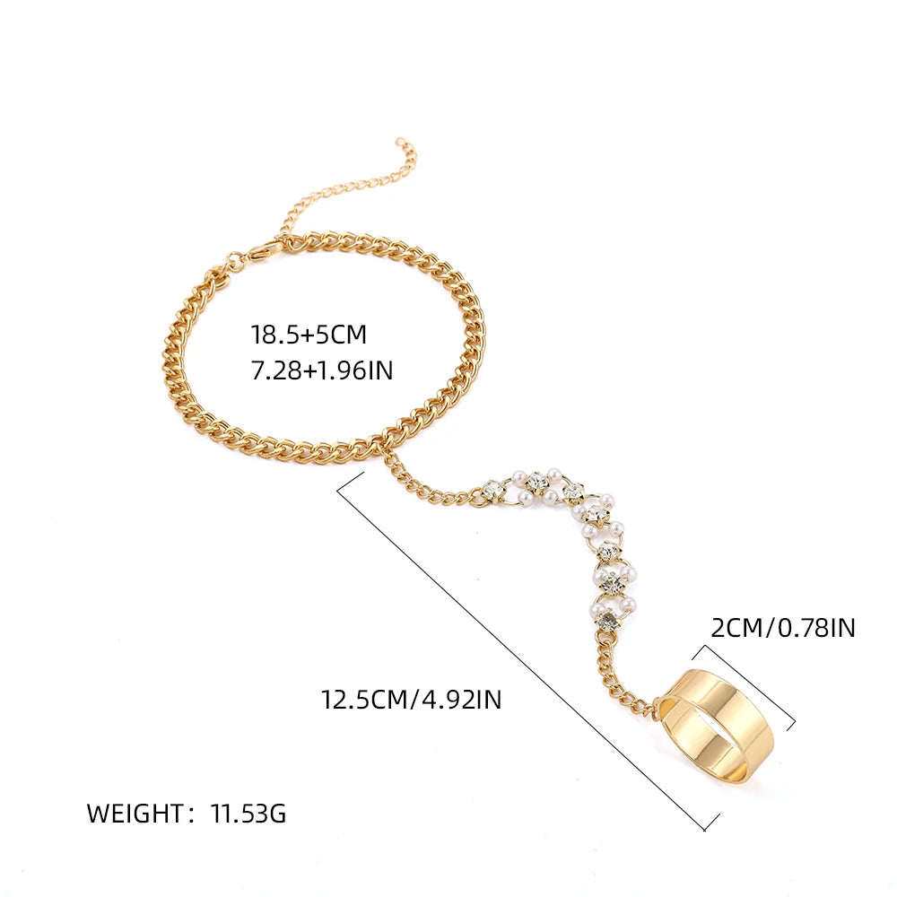 Shiny Chain-Linked Finger Ring Bracelet