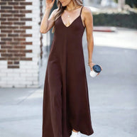 V-Neck Backless Slip Maxi Sundress