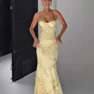 3D Floral Backless Mermaid Gala Gown