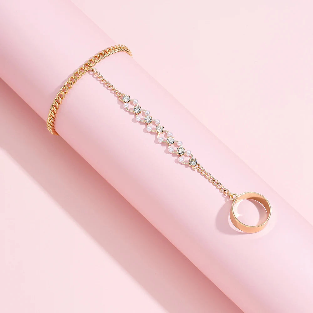 Shiny Chain-Linked Finger Ring Bracelet