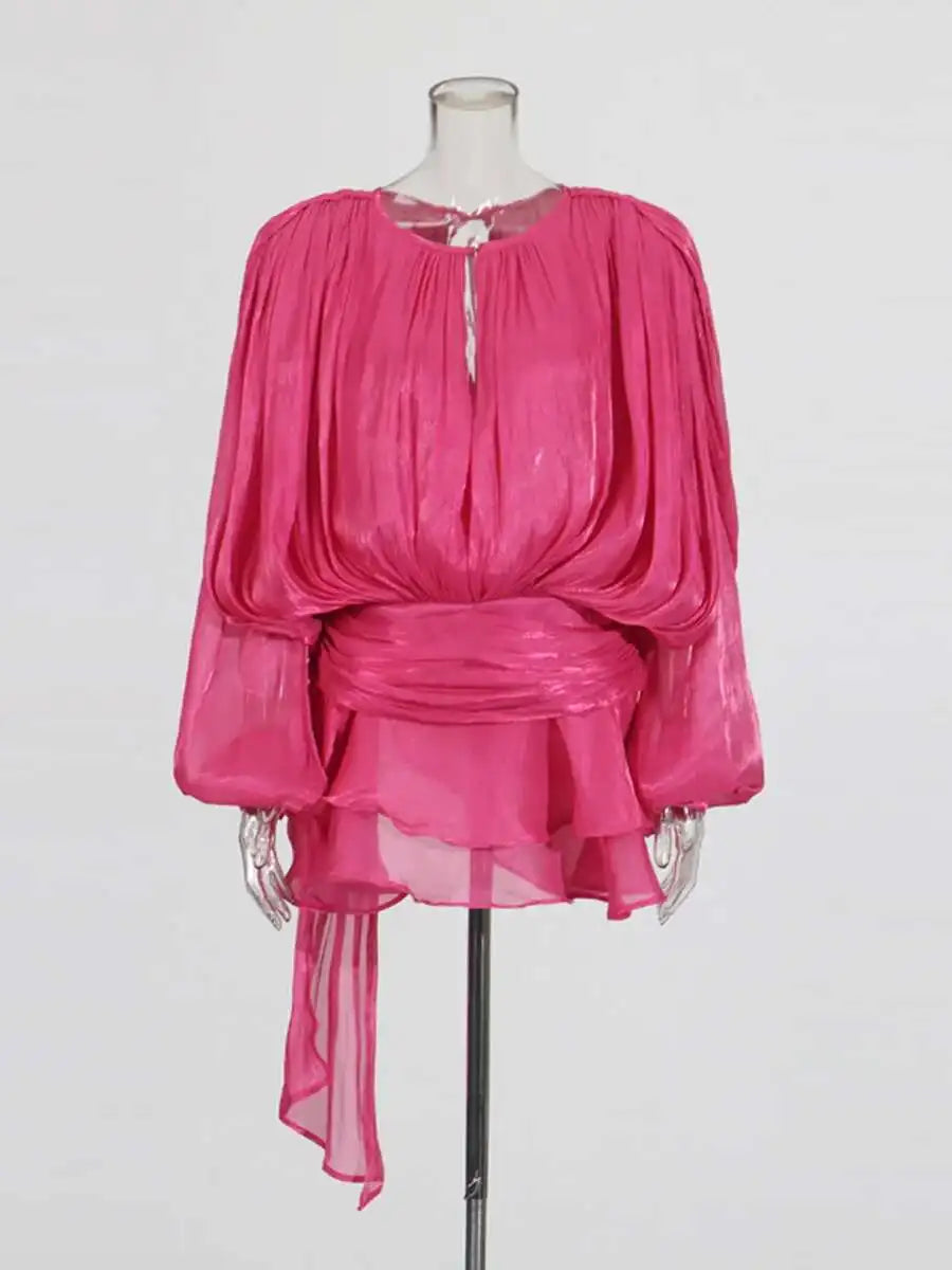 Solid Blouse Mini Dresses For Women