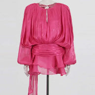 Solid Blouse Mini Dresses For Women