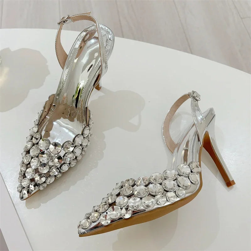 Eilyken Crystal PVC Transparent Pointed Toe Heels Shoes
