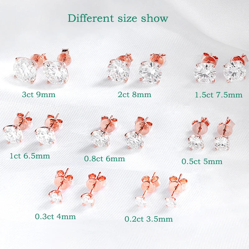 Rose Gold Color Moissanite Stud Earrings for Women