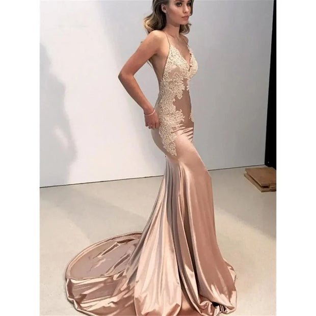 Sexy Deep V-Neck Casual Prom Dress