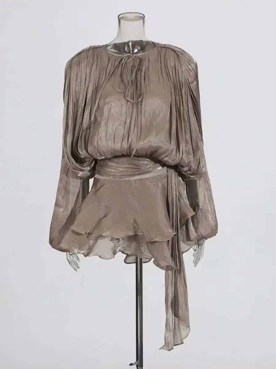 Solid Blouse Mini Dresses For Women