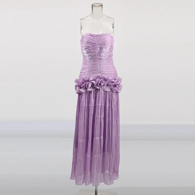Solid Spliced Fungus Slimming Dresses for Women