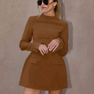 Waist-Cinched Midi Dress for Fall & Winter