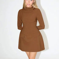 Waist-Cinched Midi Dress for Fall & Winter