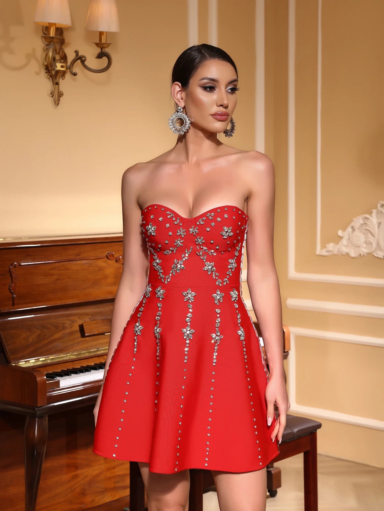 Hoshi Strapless Diamond Bandage Mini Dress