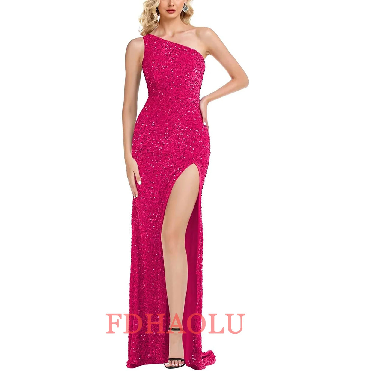 One-Shoulder Sleeveless Sweep Dresses