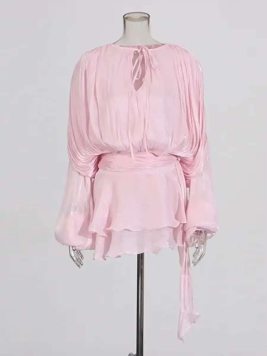 Solid Blouse Mini Dresses For Women