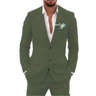 Men’s Casual Linen Slim-Fit Suit – 2-Piece Wedding Tuxedo