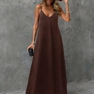 V-Neck Backless Slip Maxi Sundress