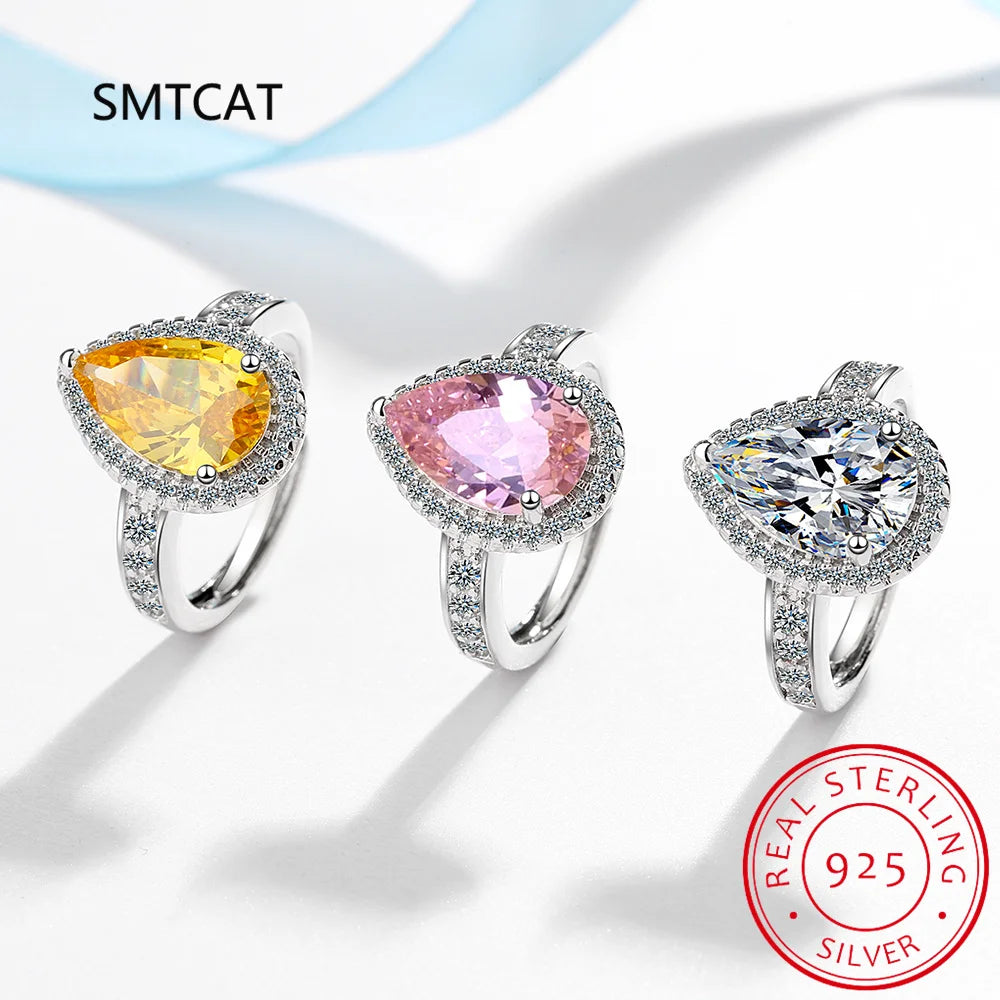 Halo Pear Moissanite Triple Row Pave Engagement Ring