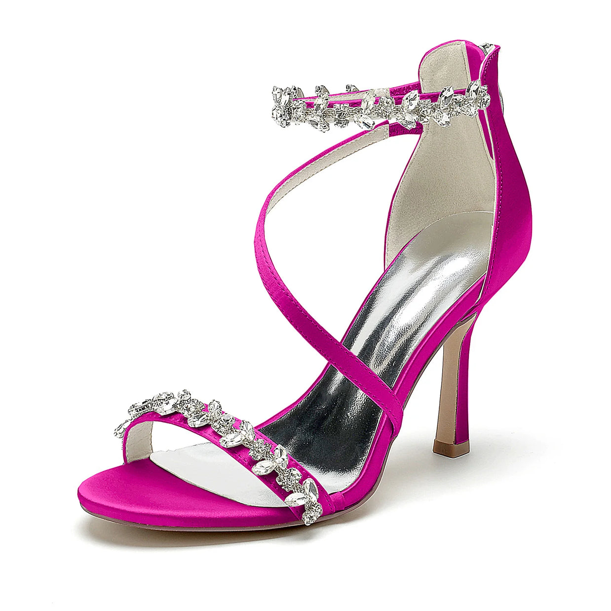 Open Toe Ankle Strap Women's Wedding Shoes With Rhinestone Tassel