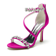 Open Toe Ankle Strap Women's Wedding Shoes With Rhinestone Tassel