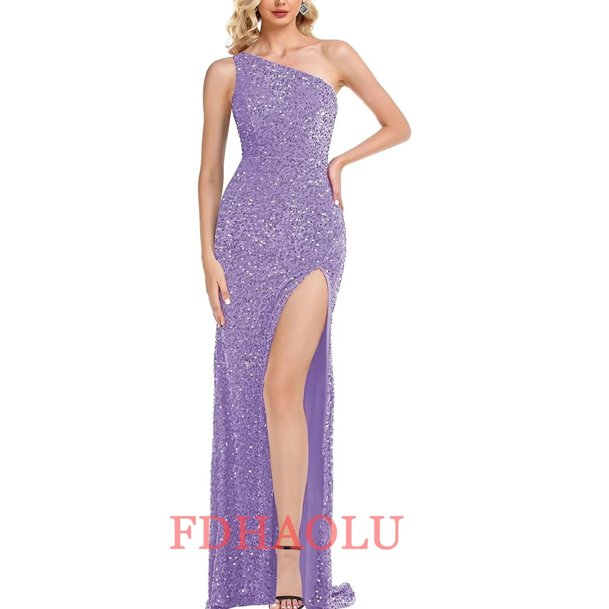 One-Shoulder Sleeveless Sweep Dresses