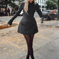 Waist-Cinched Midi Dress for Fall & Winter