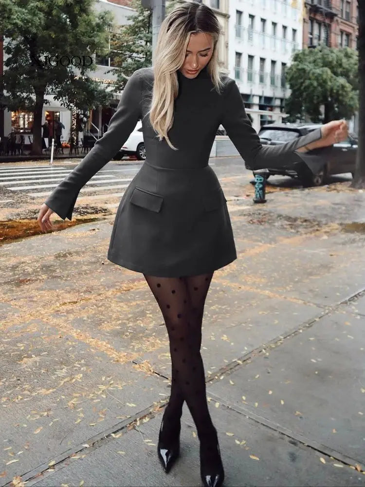Waist-Cinched Midi Dress for Fall & Winter