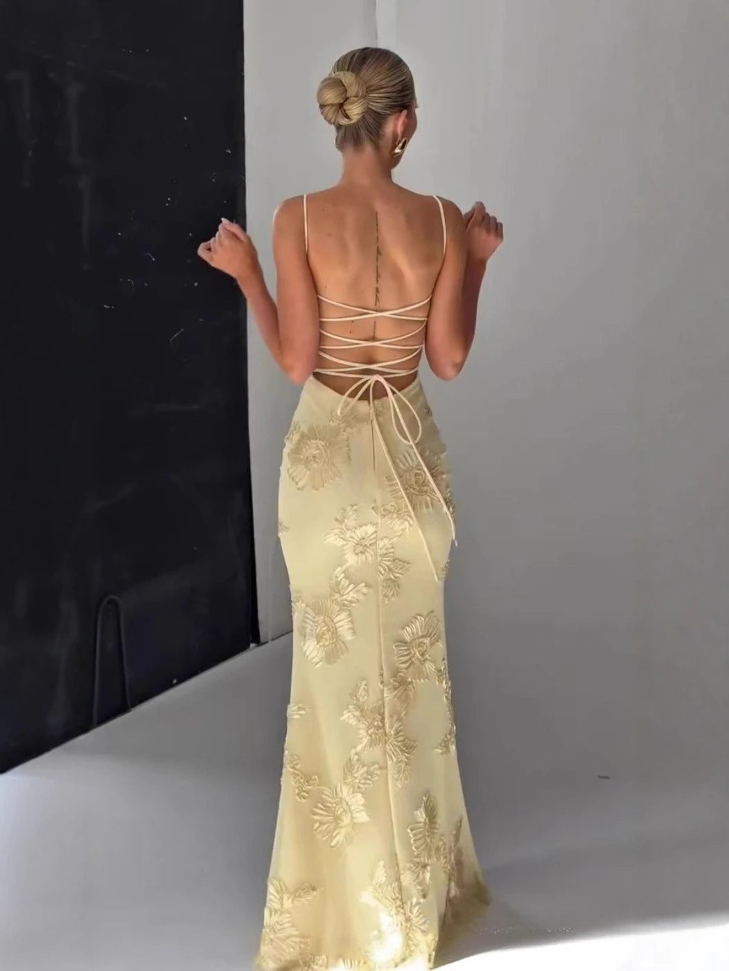 3D Floral Backless Mermaid Gala Gown