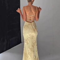 3D Floral Backless Mermaid Gala Gown