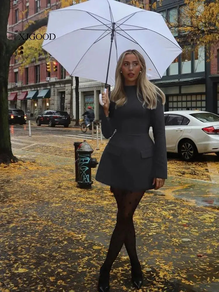 Waist-Cinched Midi Dress for Fall & Winter