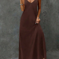 V-Neck Backless Slip Maxi Sundress