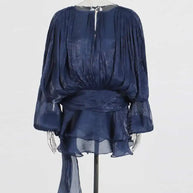 Solid Blouse Mini Dresses For Women