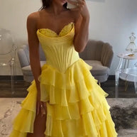 Line Slit Evening Gown Prom Dress