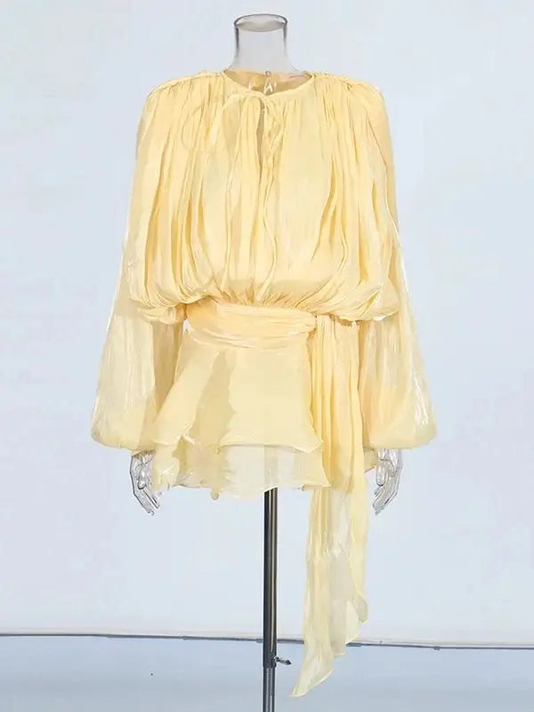 Solid Blouse Mini Dresses For Women